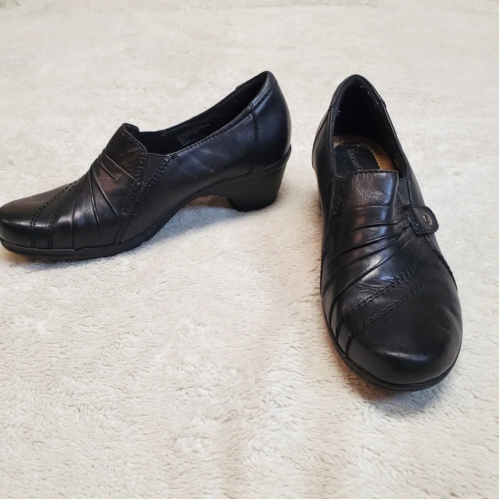 Earth Spirit Black‎ Leather Pumps Heel Shoes 7.5 Classic Office Neutral Capsule